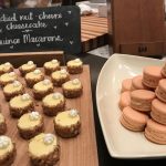 Chevre cheesecake, quince macarons.